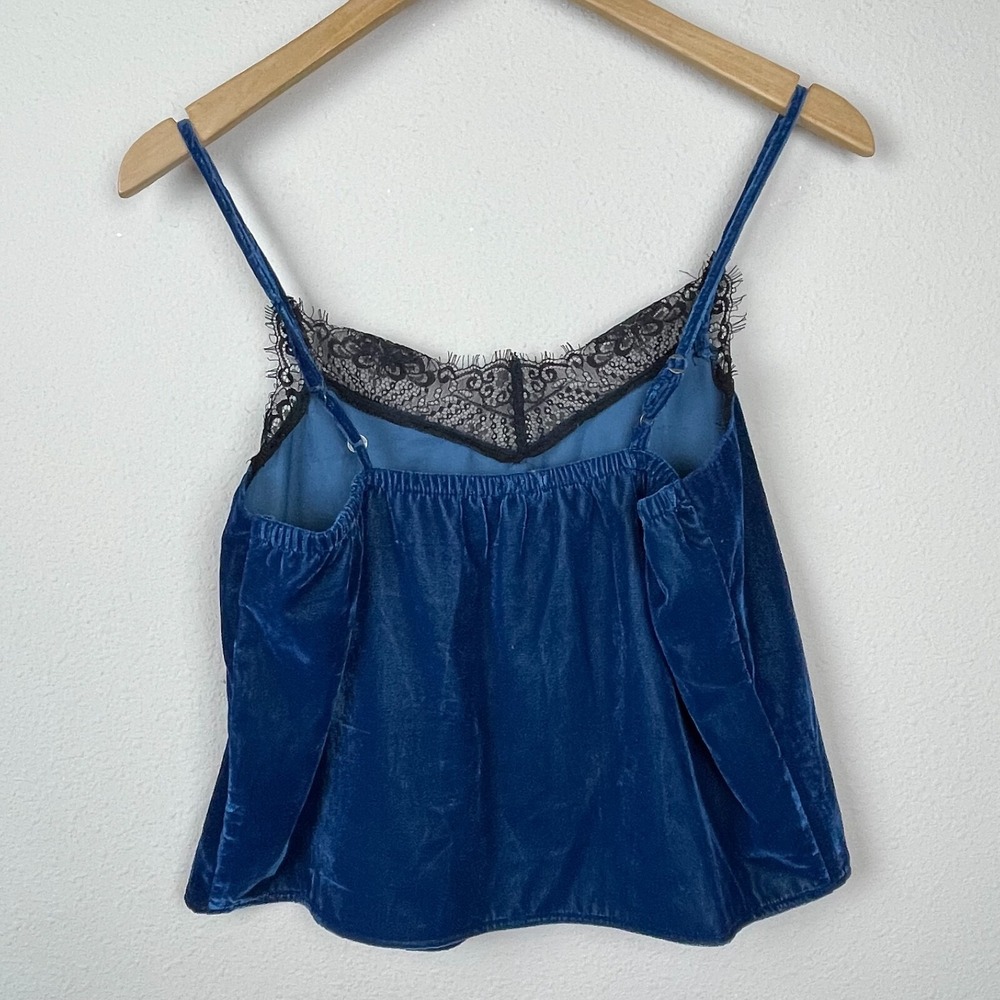 Hollister Velvet Teal Black Lace Y2K‎ Babydoll Tank Top Sz S Adjustable Straps